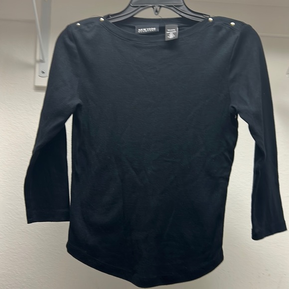 New York and Company, 100% cotton, black three-quarter sleeve top - Picture 1 of 5
